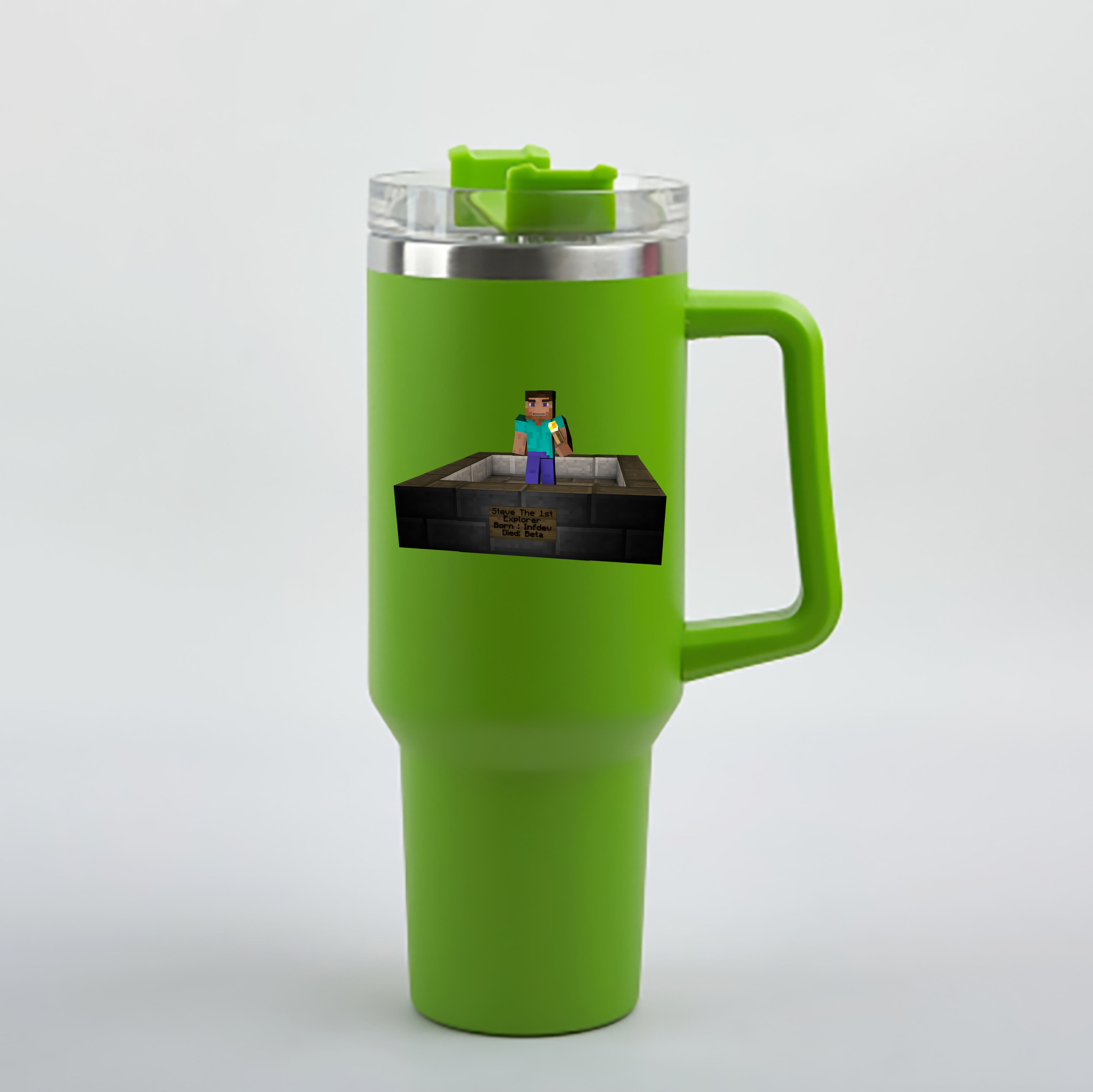 （画像用） マインクラフト ブロックの世界 Minecraft MC Block world 1200mL車用タンブラー - クリスタルステッカー（プラスチックストロー付き）